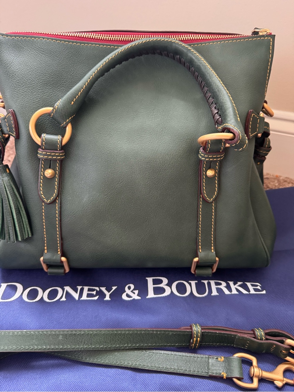 Dooney and Bourke Florentine Large Satchel in IVY - Picture 5 of 6